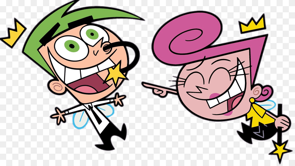 The Fairly Oddparents Wanda And Cosmo Having Fun, Cartoon, Animal, Bird, Face Free Png Download