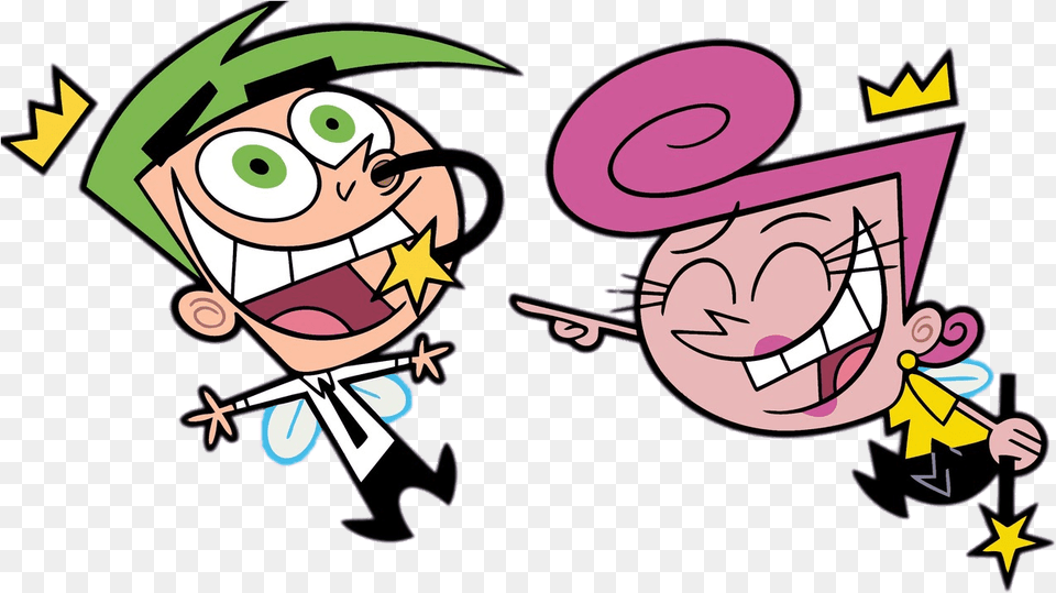 The Fairly Oddparents Wanda And Cosmo Having Fun Fairly Odd Parents Background Hd, Cartoon, Animal, Bird, Face Free Png Download