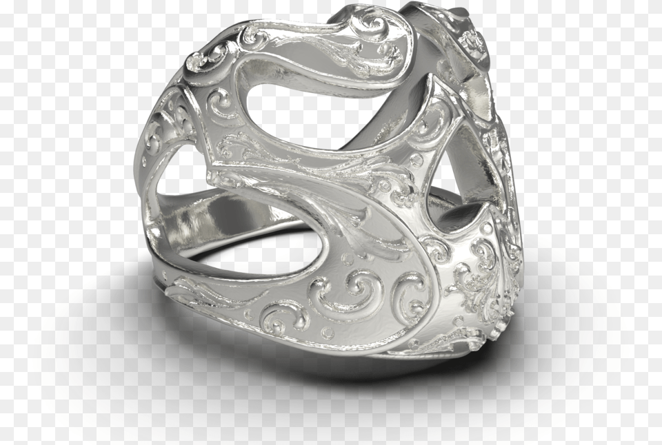 The Filigree Skull Titanium Ring, Silver, Accessories, Jewelry Png