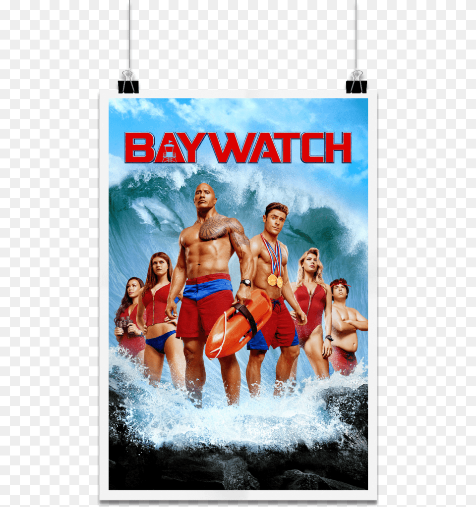 The Film Stars Dwayne Johnson Zac Efron Priyanka Baywatch 2017 Poster, Vest, Swimwear, Clothing, Lifejacket Free Transparent Png
