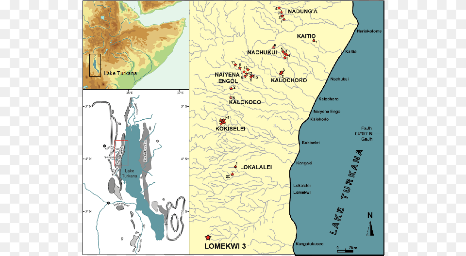 The Finds Were Made In The Desert Badlands Near Lake Turkana Archaeological Site On Map, Atlas, Chart, Diagram, Plot Png