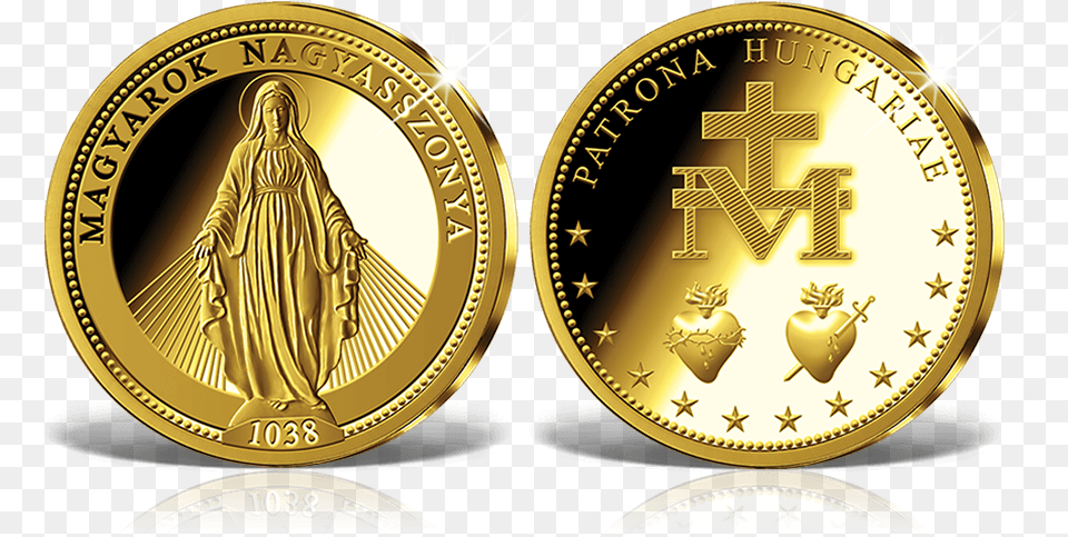 The First Fairmined Medal In Hungary Virgin Mary Gold, Person, Coin, Money Png