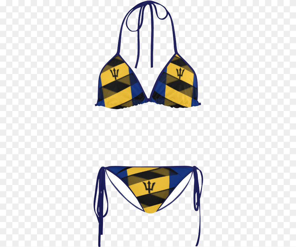 The Flag Of Barbados Custom Bikini Swimsuit Pentagram Bikini, Swimwear, Clothing, Hat, Weapon Png Image