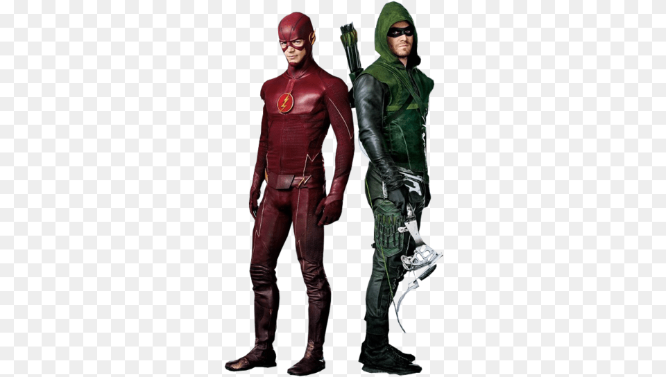 The Flash Arrow Arrow And Flash, Clothing, Person, Costume, Adult Png