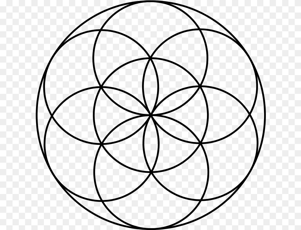 The Flower Of Life 7 Circles, Gray Free Png Download