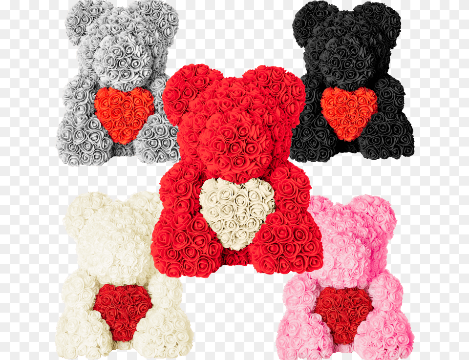 The Forever Handmade Rose Petal Teddy Bears With Heart Teddy Bear Made Of Roses, Home Decor, Carnation, Plant, Flower Free Png