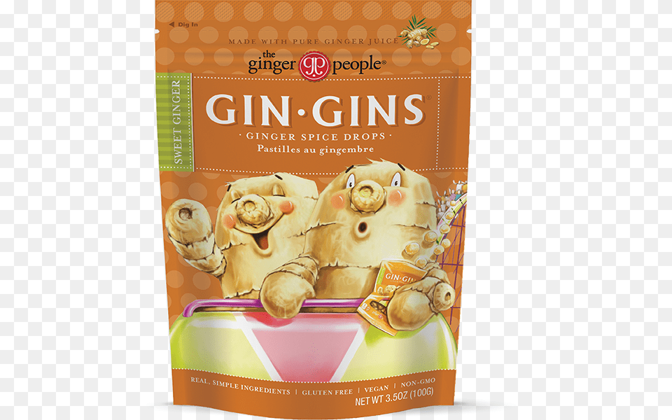 The Ginger People Gin Gins Ginger Spice Drops Packaging And Labeling, Advertisement, Poster, Bread, Food Free Png Download