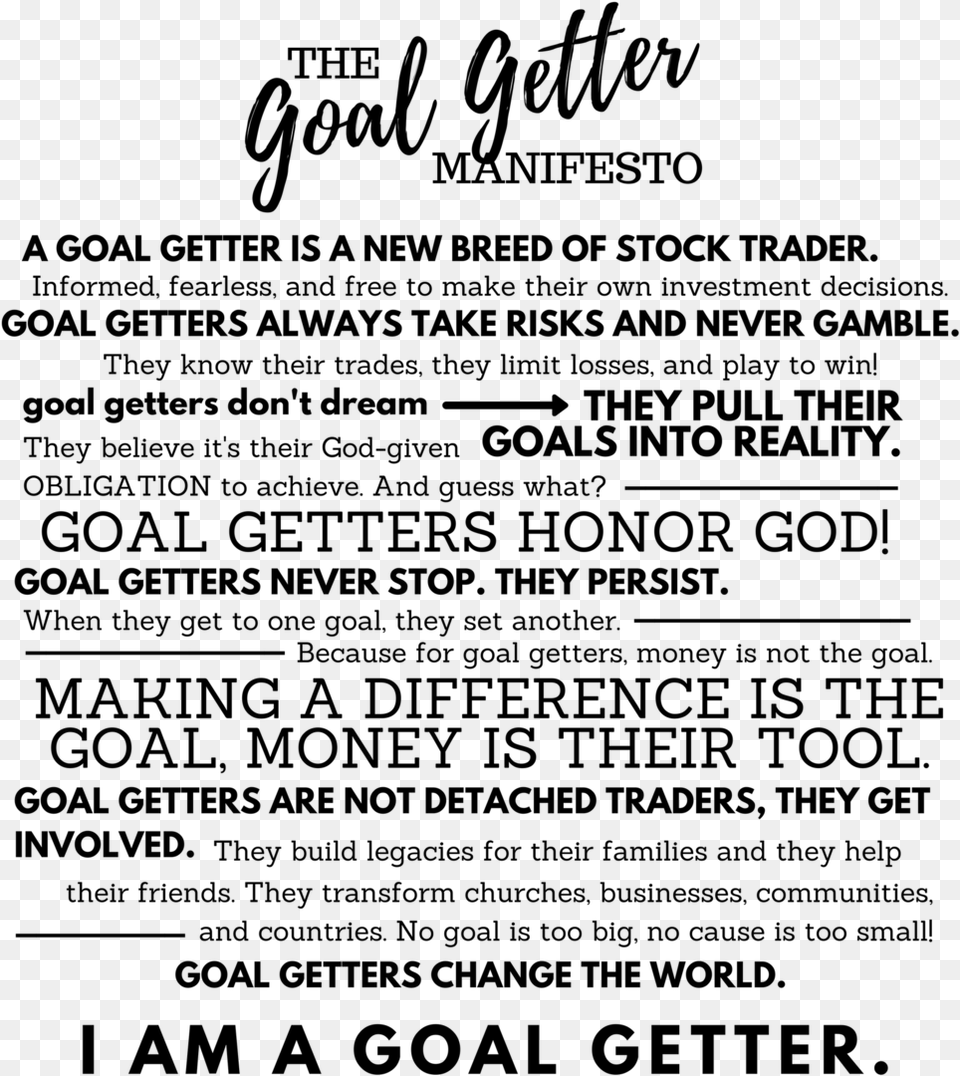 The Goal Getter Manifesto Goal Digger Be A Woman In Business Not A Woman In, Gray Free Png