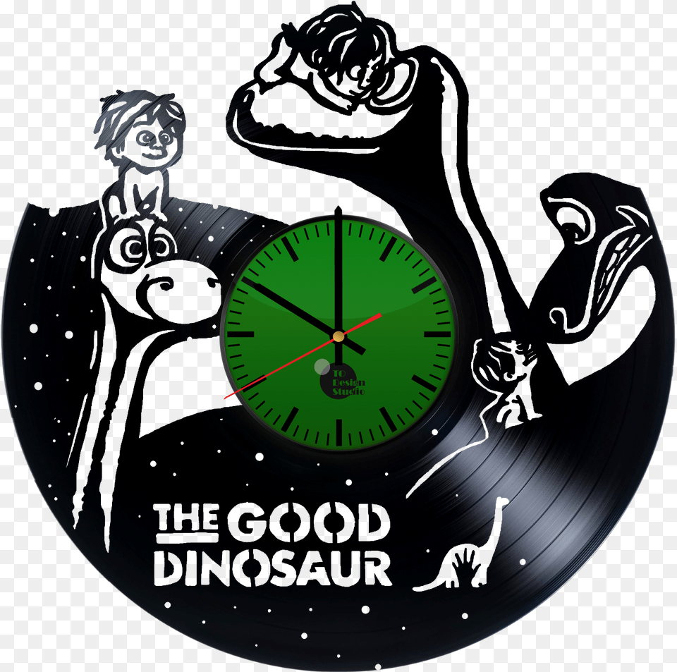 The Good Dinosaur Handmade Vinyl Record Wall Clock, Analog Clock, Face, Head, Person Png Image