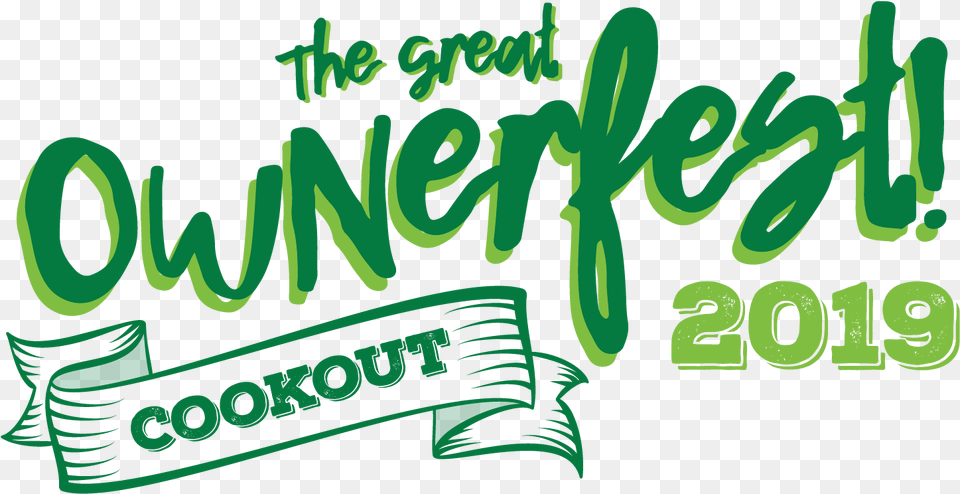The Great Ownerfest Cookout Calligraphy, Green, Text Png Image