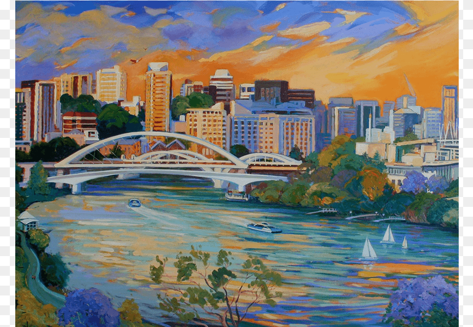The Great River Brisbane, Arch, Urban, Painting, Metropolis Free Png Download