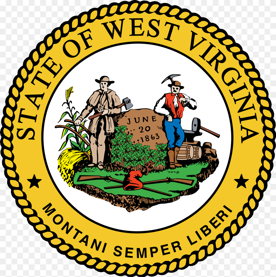 The Great Seal Of West Virginia West Virginia Seal, Logo, Adult, Male, Man Png Image