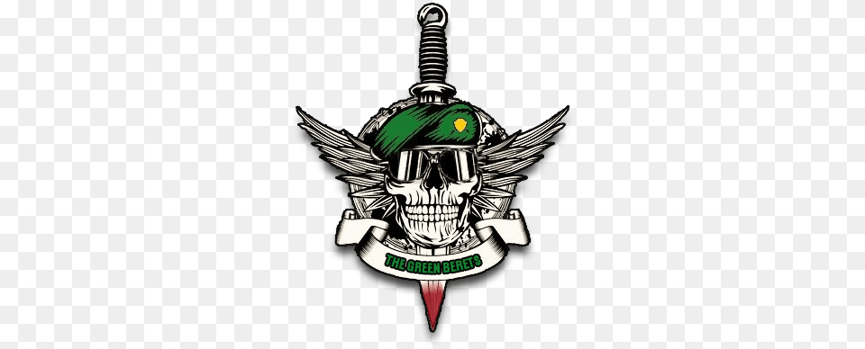 The Green Beret Is An International Experienced Serious Green Beret Skull, Logo, Emblem, Symbol, Badge Free Png