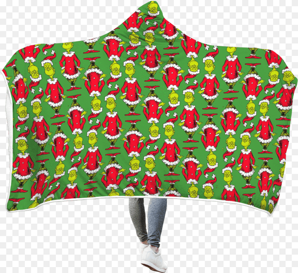 The Grinch Custom Hooded Blanket Blanket, Vest, Clothing, Pattern, Person Png Image