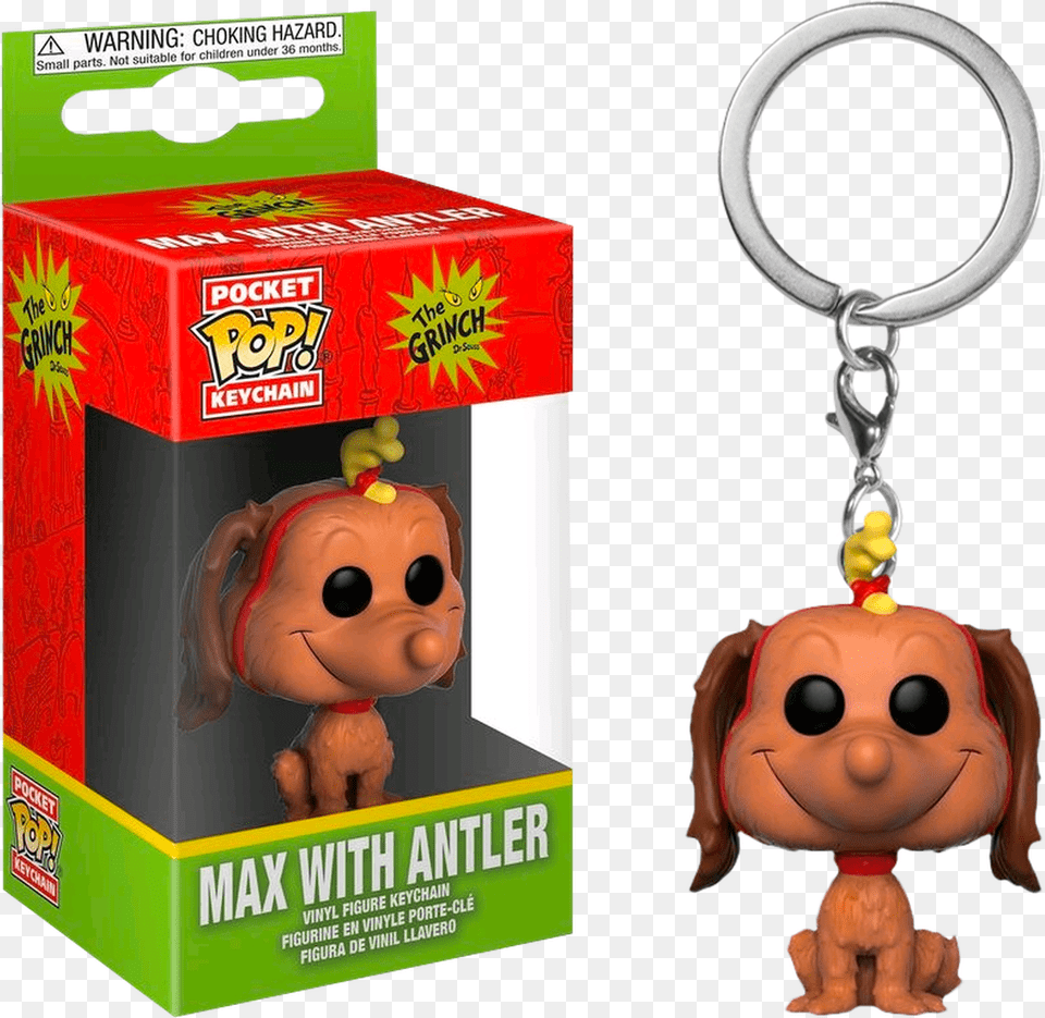 The Grinch Max With Antler Pocket Pop Vinyl Keychain Funko Pop Keychain Christmas, Toy, Face, Head, Person Free Transparent Png
