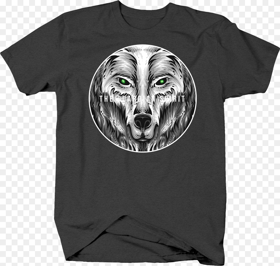 The Guardian Spirit White Wolf Face With Green Eyes Fictional Character, Clothing, T-shirt, Person, Shirt Free Transparent Png