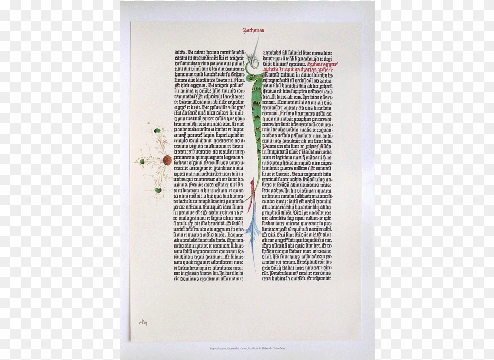 The Gutenberg Bible Or The Lined Bible Incunabula Amp Initial I Saint Mark With His Symbol, Page, Text, Advertisement, Book Png