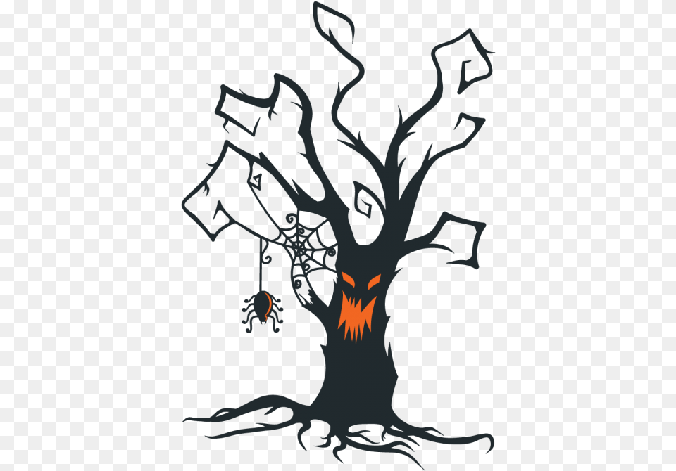 The Halloween Tree Clip Art Halloween Creepy Tree Silhouette, Fire, Flame, Person, Head Png