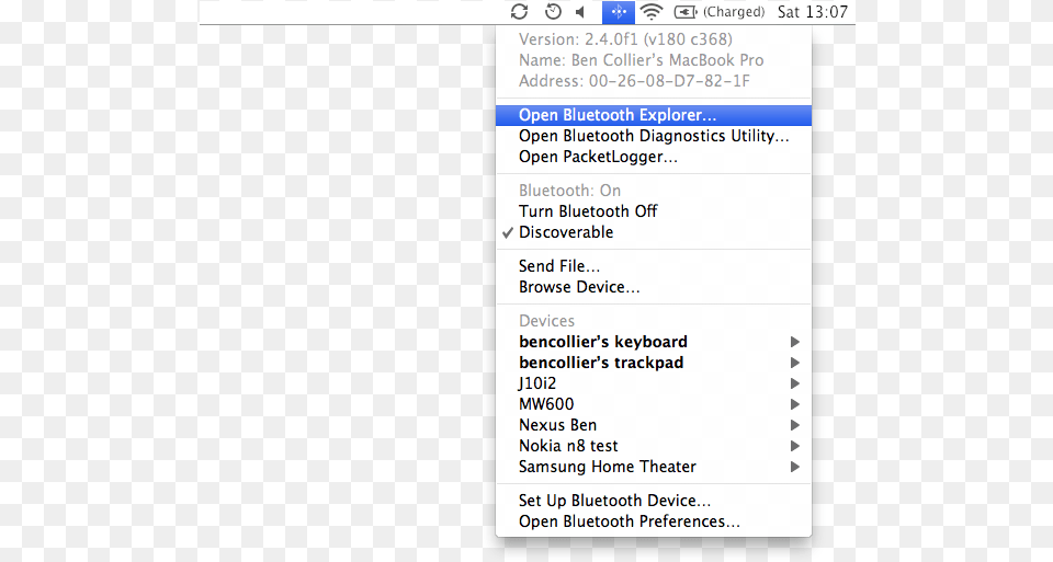The Hidden Bluetooth Menu Turn On Bluetooth On Mac, Page, Text, File, Electronics Free Png