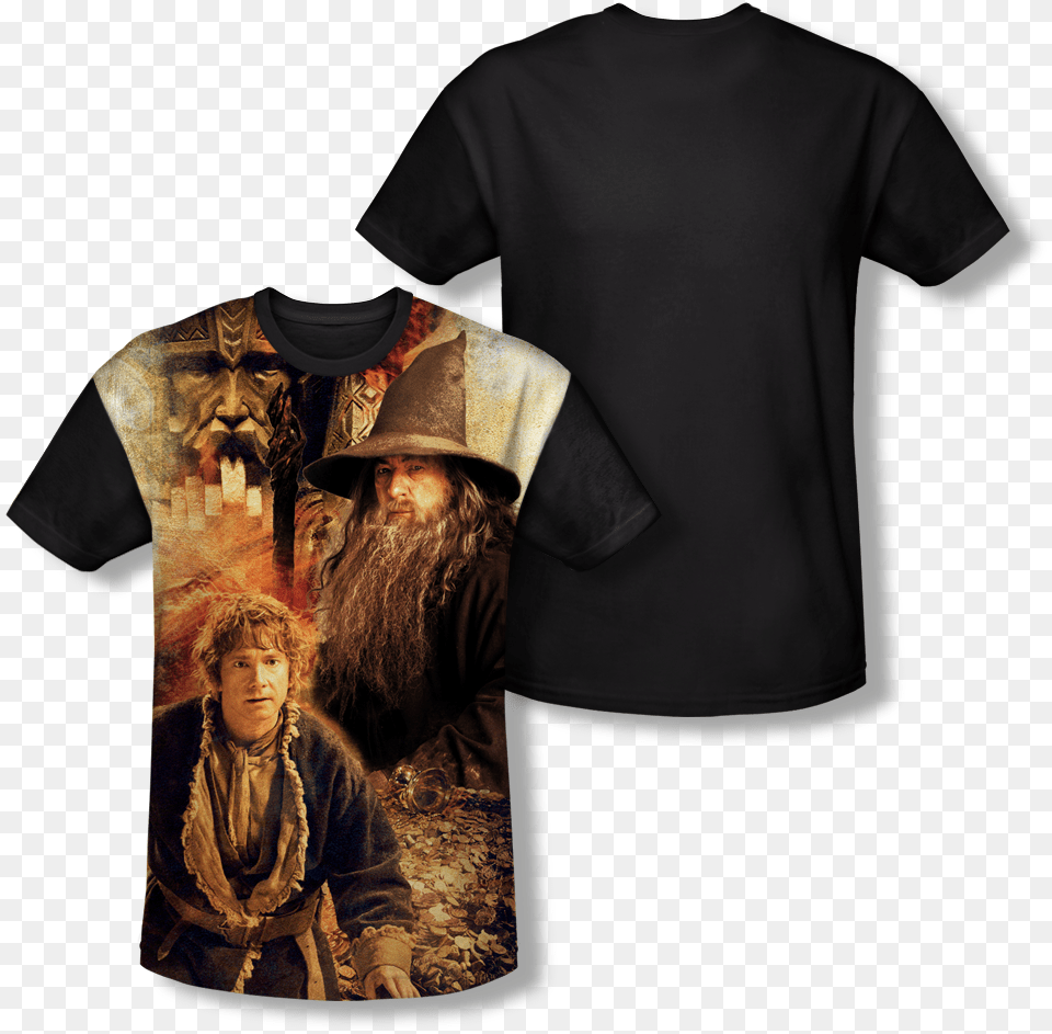 The Hobbit Bilbo And Gandalf All Over T Shirt, T-shirt, Clothing, Boy, Child Png