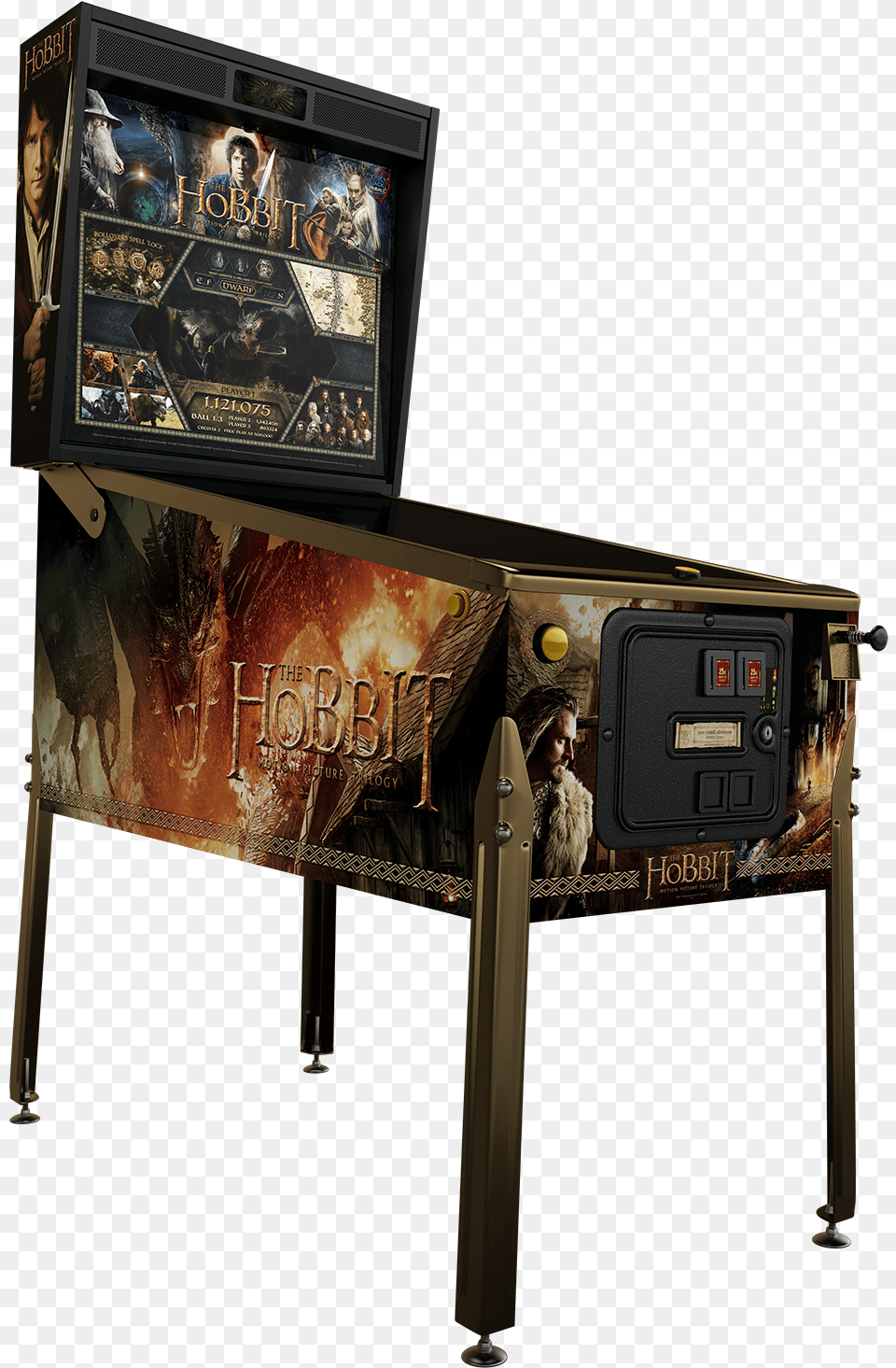 The Hobbit Smaug Gold Special Edition Pinball, Arcade Game Machine, Game, Person, Face Png Image