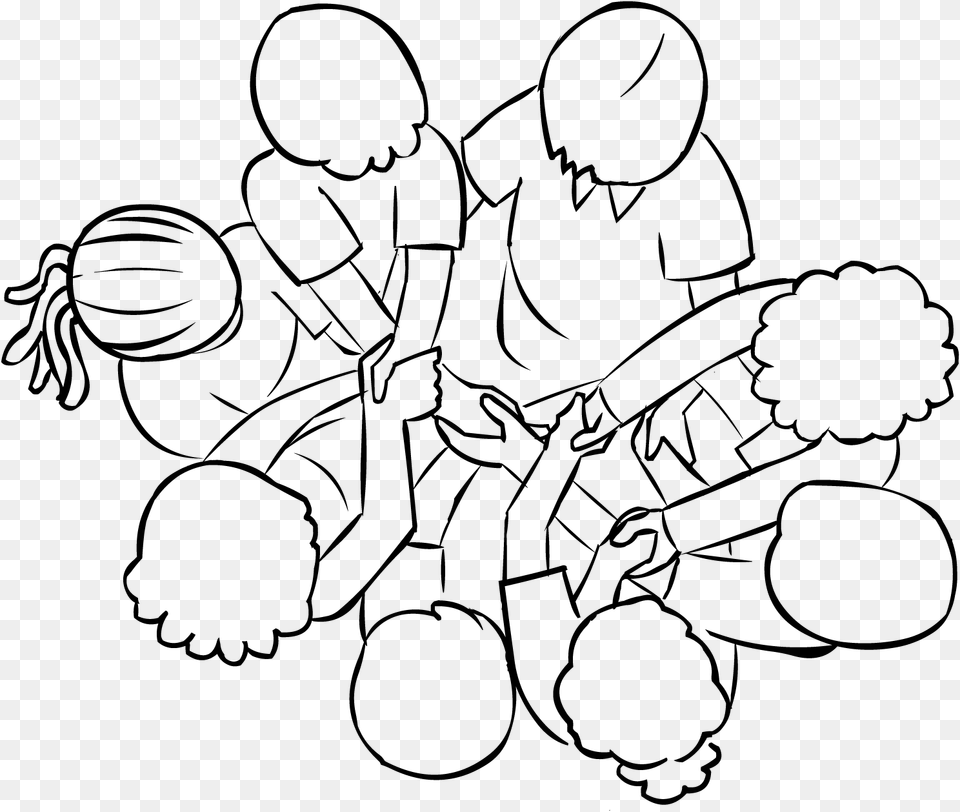 The Human Knot Game Teamwork Clipart Black And White, Gray Png Image