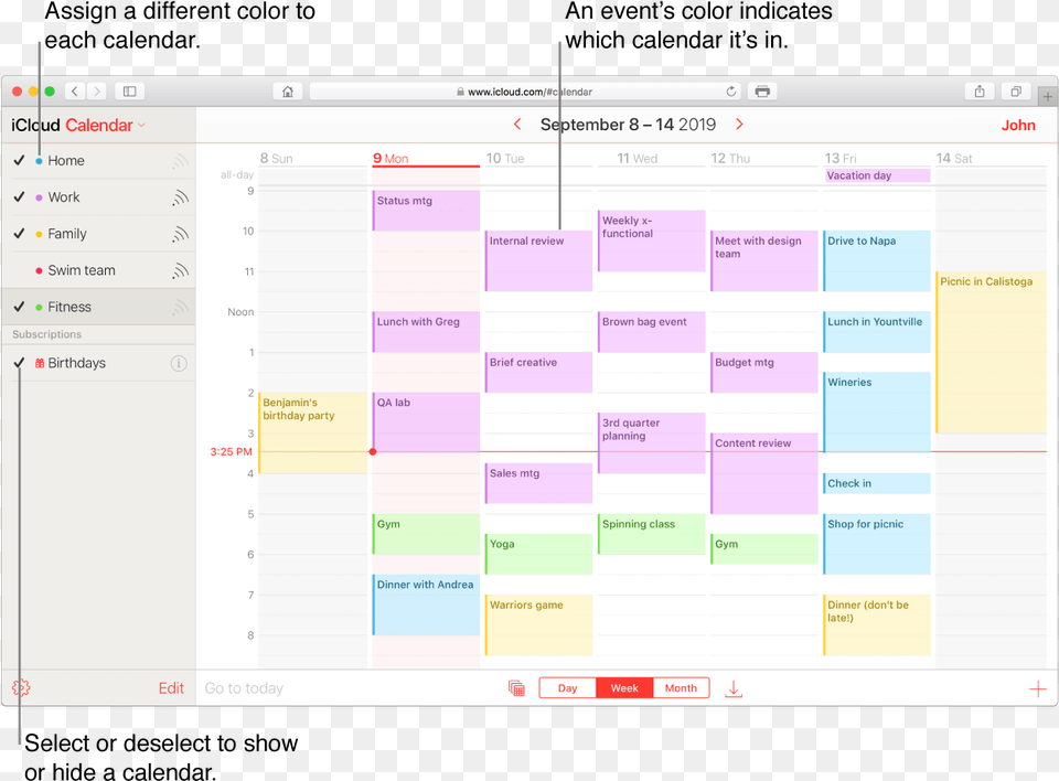 The Icloud Calendar Window With Several Calendars Calendar On Classification Of Computer, Computer Hardware, Electronics, Hardware, Monitor Png