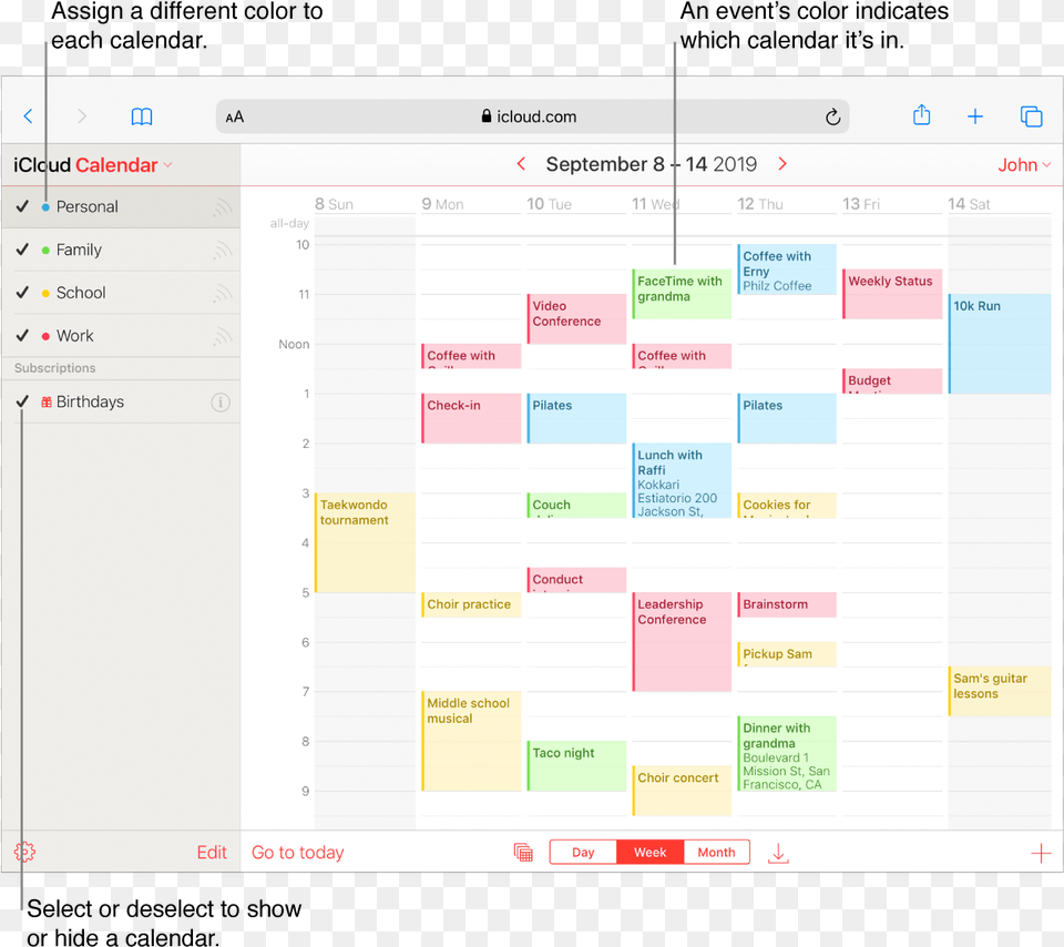 The Icloud Calendar Window With Several Calendars Calendario Apple, Page, Text Png Image