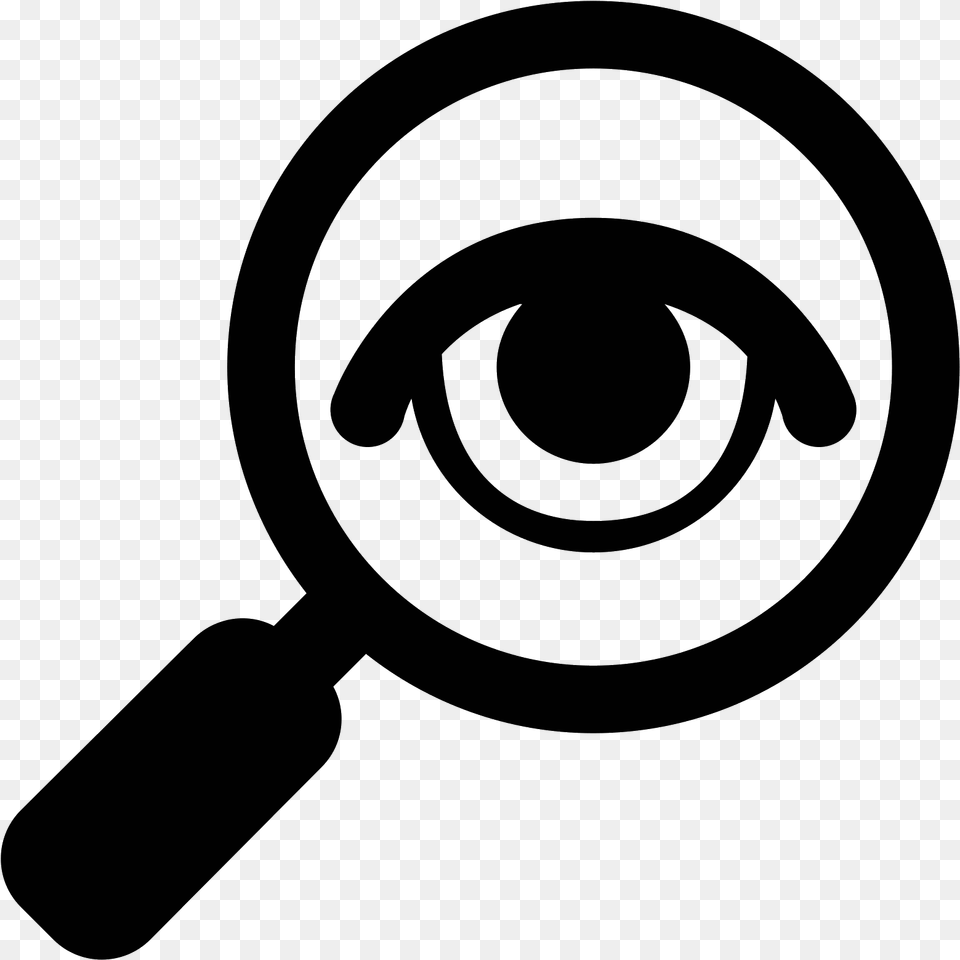 The Icon Consists Of A Stylized Eye Within A Magnifying Detective Icon, Gray Free Transparent Png