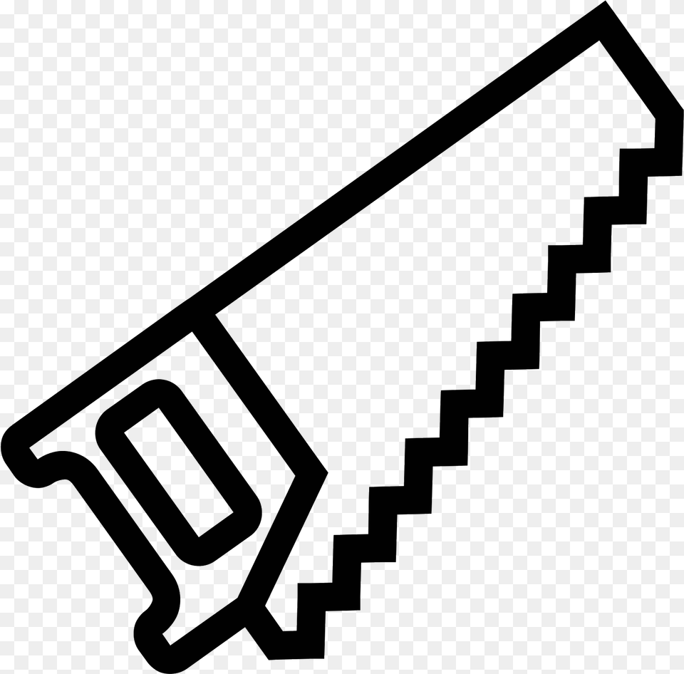 The Icon For A Saw Is A Handheld Manual Saw That Is Outline Of A Saw, Gray Png