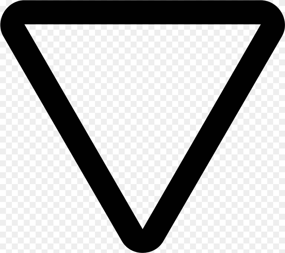 The Icon Is An Upside Down Equilateral Triangle Yield Sign, Gray Png Image