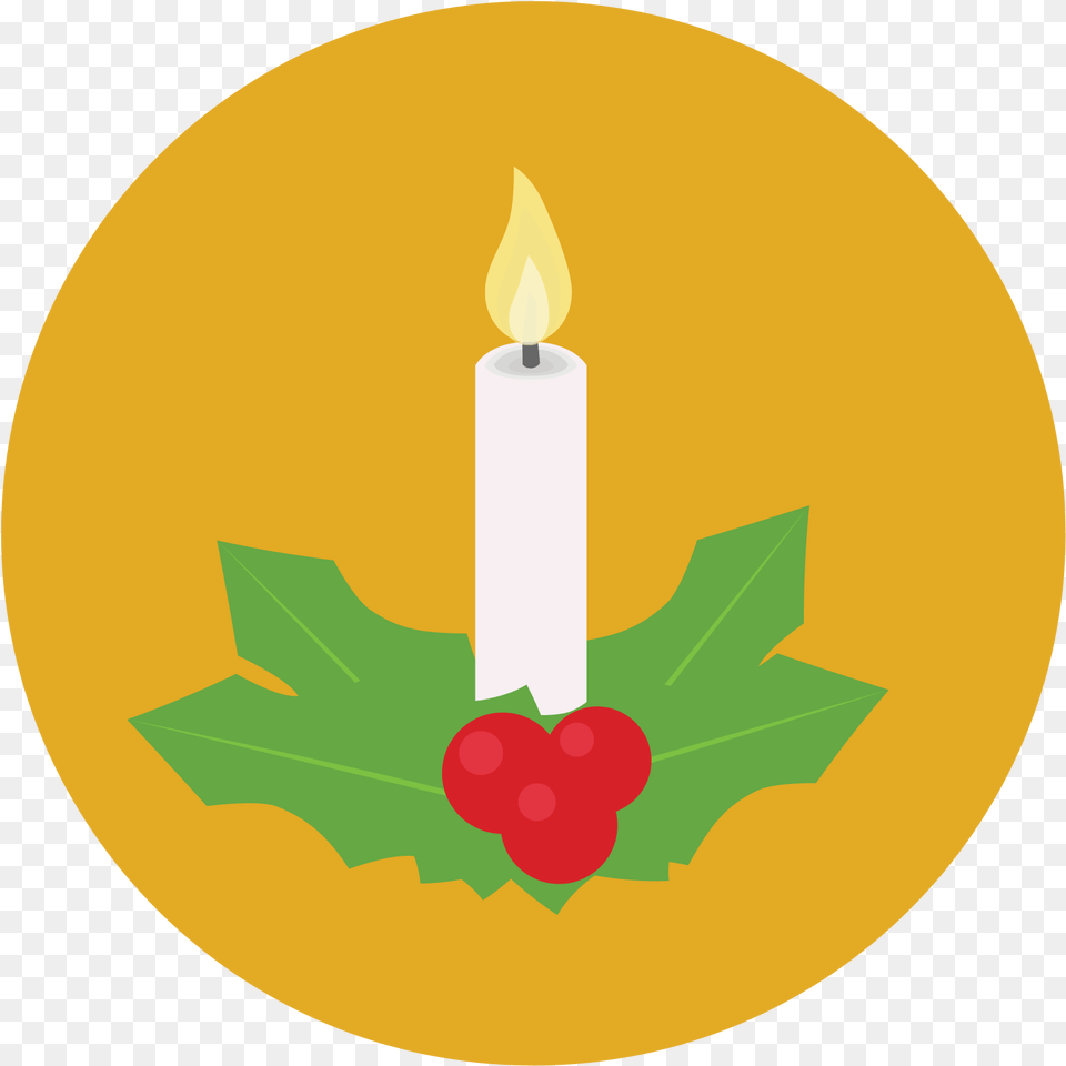 The Icon Is Of A Christmas Candle Sitting In A Small, Leaf, Plant Free Transparent Png