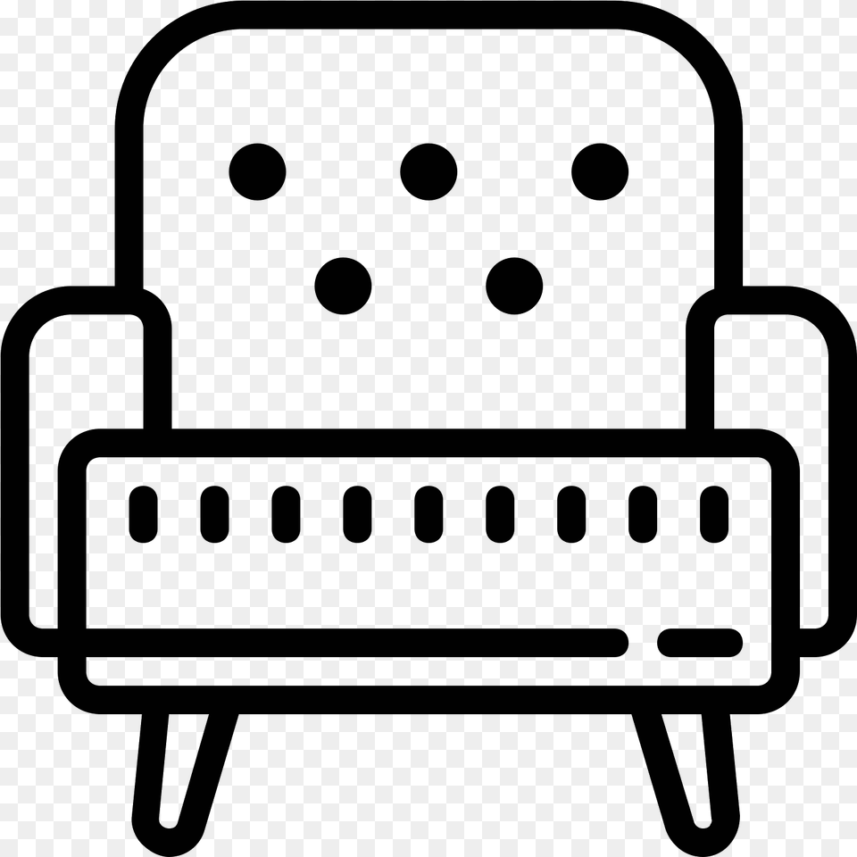 The Icon Shows An Armchair That Has Two Wooden Pegs Arm Chair Icon, Gray Free Png