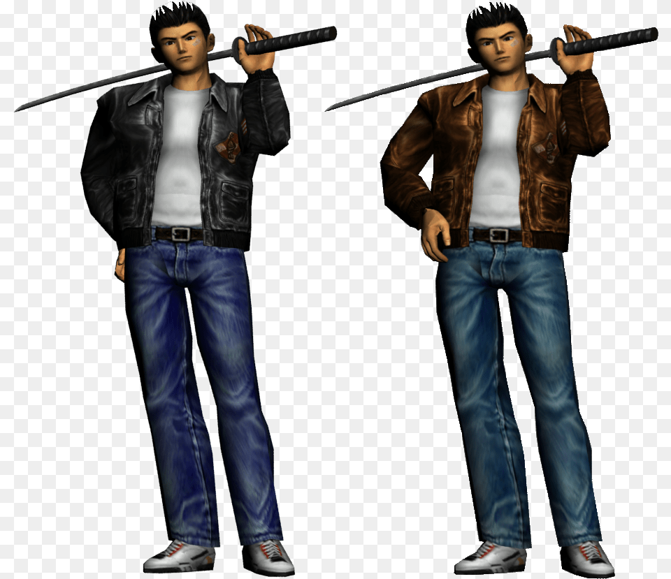 The Idea Is To Swap Him With Cloud Strife See Ryo Ryo Hazuki Fan Art, Jeans, Clothing, Coat, Pants Png