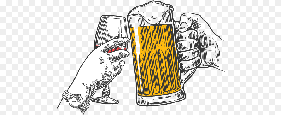 The Ideal Wine For Every Kind Of Beer Lover Beer In Hand Drawing, Alcohol, Beverage, Glass, Lager Png Image