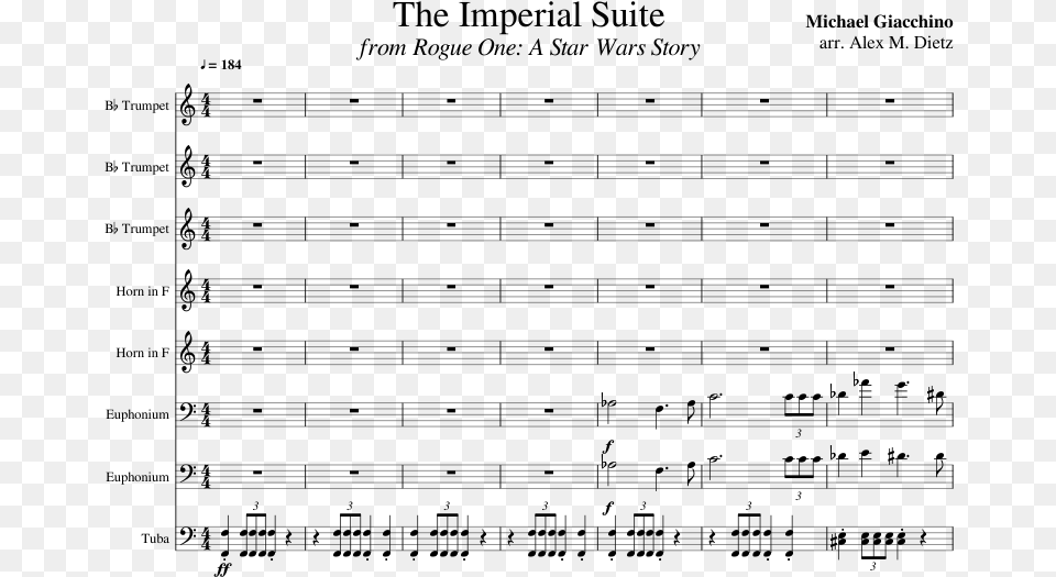 The Imperial Suite From Rogue One Imperial Suite Rogue One Sheet Music Trumpet, Gray Png