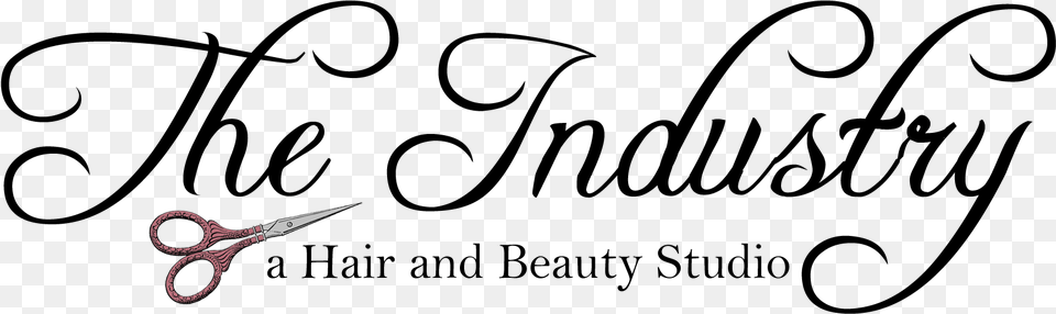 The Industry A Hair And Beauty Studio Logo Calligraphy, Scissors, Blade, Shears, Weapon Free Transparent Png