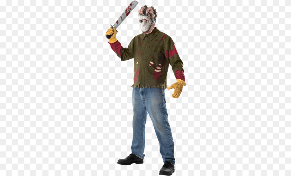 The Jason Voorhees Costume Kit Includes Latex Face Hockey Mask Halloween Costume, Clothing, Person, Adult, Man Png