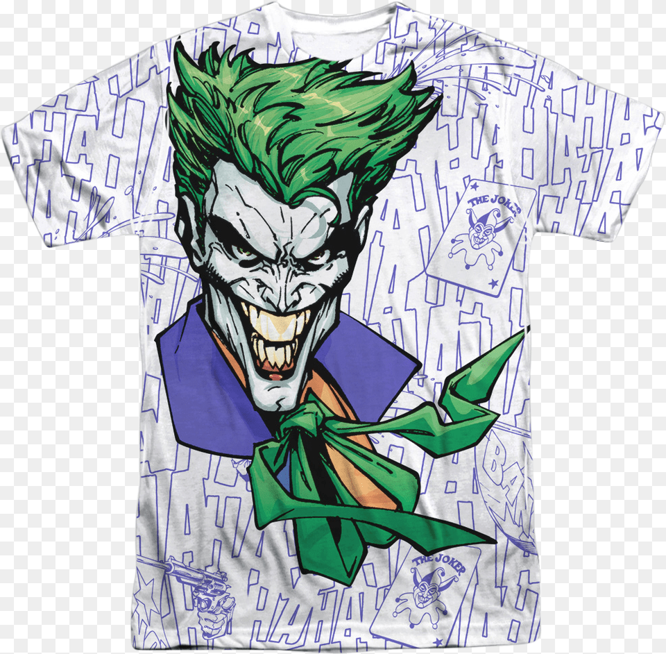 The Joker Laughing Dc Comics Sublimation T Shirt Batman, Clothing, T-shirt, Book, Publication Free Png