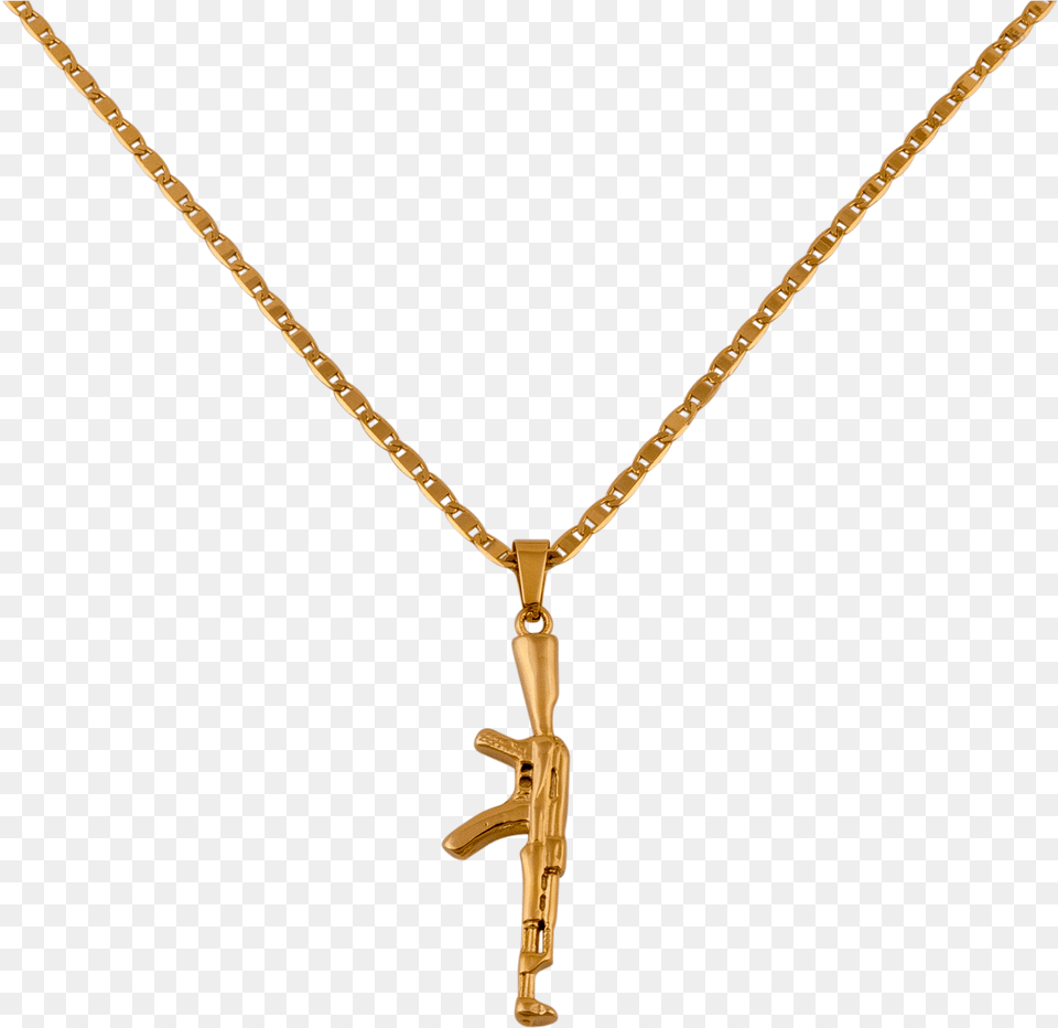 The Kalash Pendant Features A Gold Finish Ak 47 Charm Pendant, Accessories, Jewelry, Necklace, Diamond Png Image