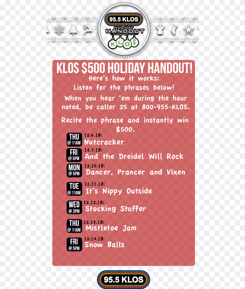 The Klos 500 Holiday Handout Semaine Pour L Emploi Des Personnes Handicapes 2015, Advertisement, Poster, Text, Menu Png