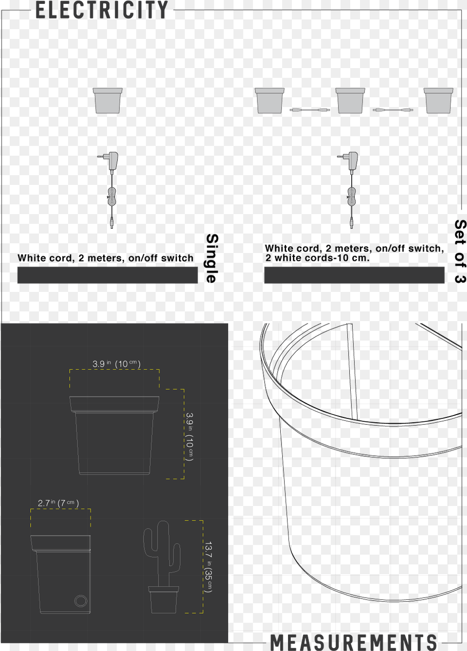 The Lamps Are Made Aluminum In Three Different Shapes Diagram, Chart, Plot Png Image