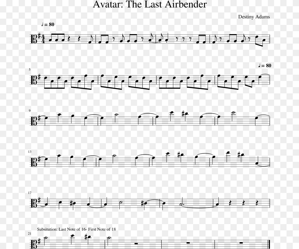 The Last Airbender Sheet Music Composed By Destiny Avatar The Last Airbender Viola, Gray Free Png