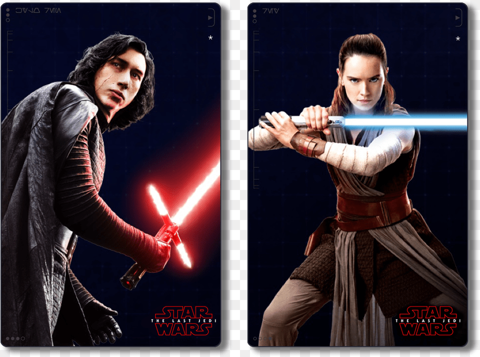 The Last Jedi Costumes Of Kylo Ren And Rey Star Wars Rey New Look, Adult, Weapon, Sword, Person Png Image