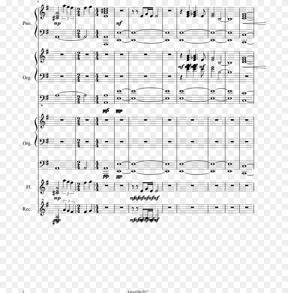 The Last Jedi Sheet Music 2 Of 8 Pages Sheet Music, Gray Free Png