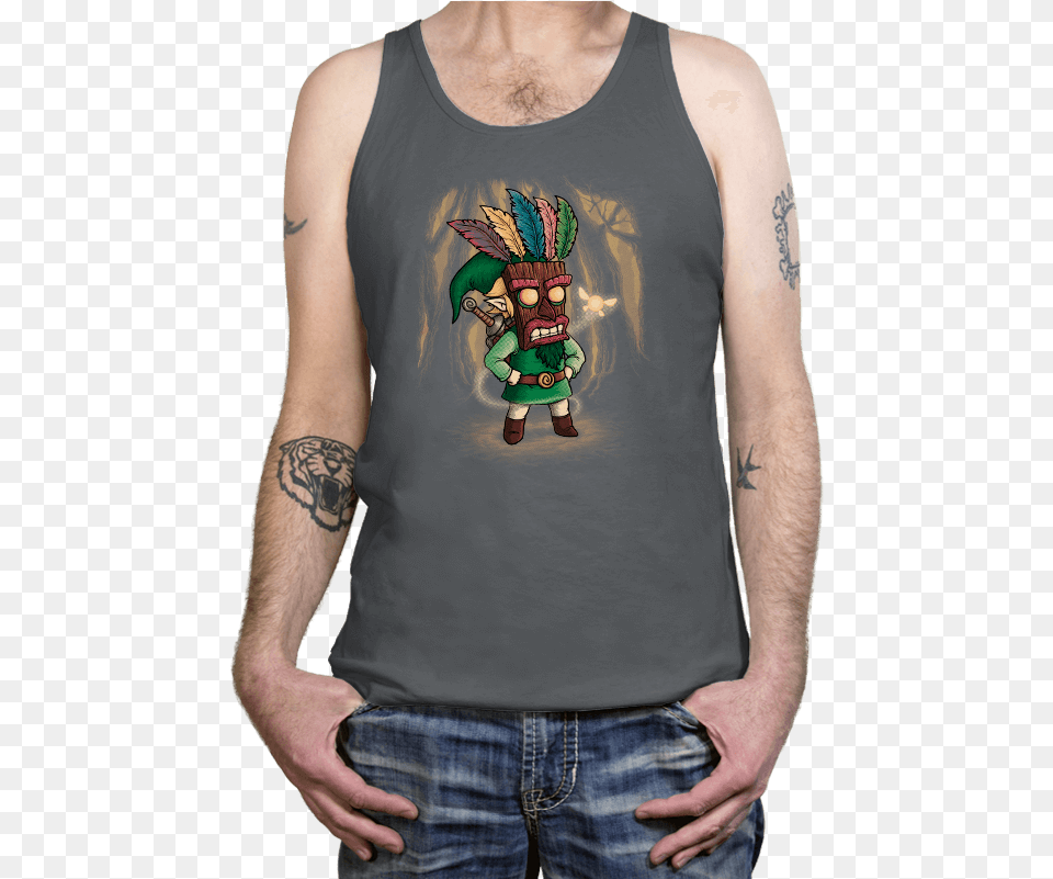 The Legend Of Aku Aku Mask Ript Apparel Super Link Bros Tanktop Navy, Clothing, Tattoo, T-shirt, Skin Png Image