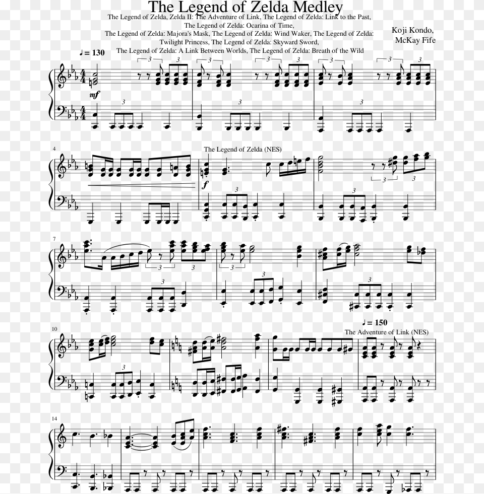 The Legend Of Zelda Medley Sheet Music Composed By Bella Ciao Piano Sheet, Gray Png