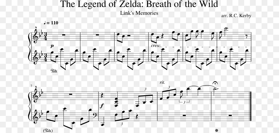 The Legend Of Zelda Sheet Music, Gray Png Image