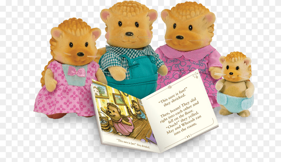 The Li39l Woodzeez Hedgehog Family With Storybook, Book, Publication, Teddy Bear, Toy Png Image