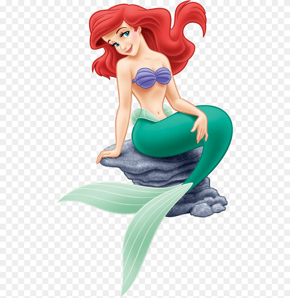 The Little Mermaid Ariel On A Rock, Book, Comics, Publication, Baby Png Image